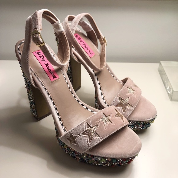 betsey johnson rose flower wood clog sandals